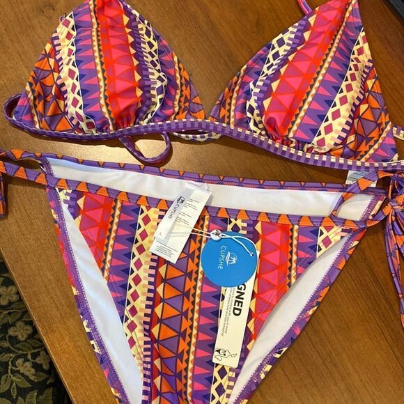 Cupshe boho triangle print bikini size small - Picture 3 of 6